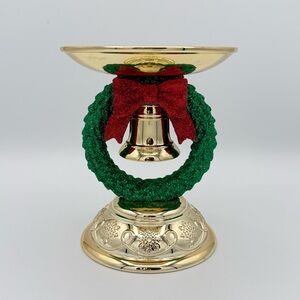 Bath & Body Works Christmas Wreath Pedestal 3-Wick Candle Holder New!